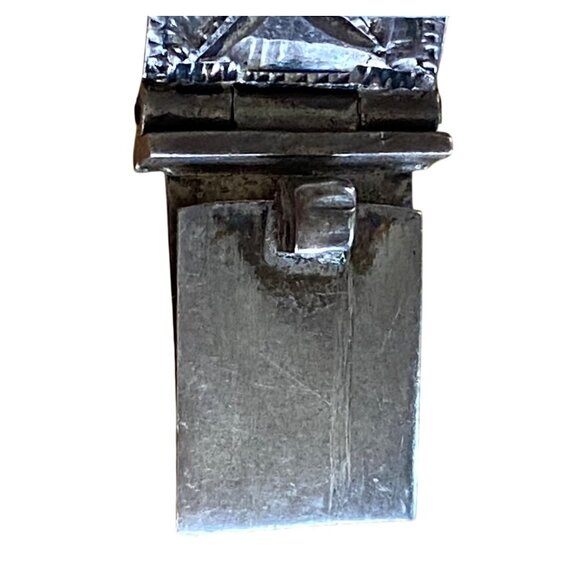 Vintage Mexican Sterling Silver & Gold Accented Panel Bracelet - Picture 9 of 16